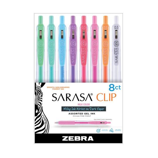 Zebra Sarasa&#xAE; Clip 8 Milk Color Gel Retractable Pen Set